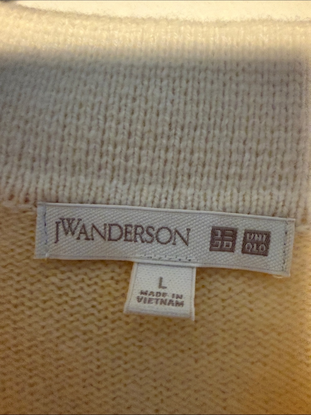 Madewell Pale Yellow and Cream Striped 100% Wool Polo Sweater. Sz L - Picture 3 of 5